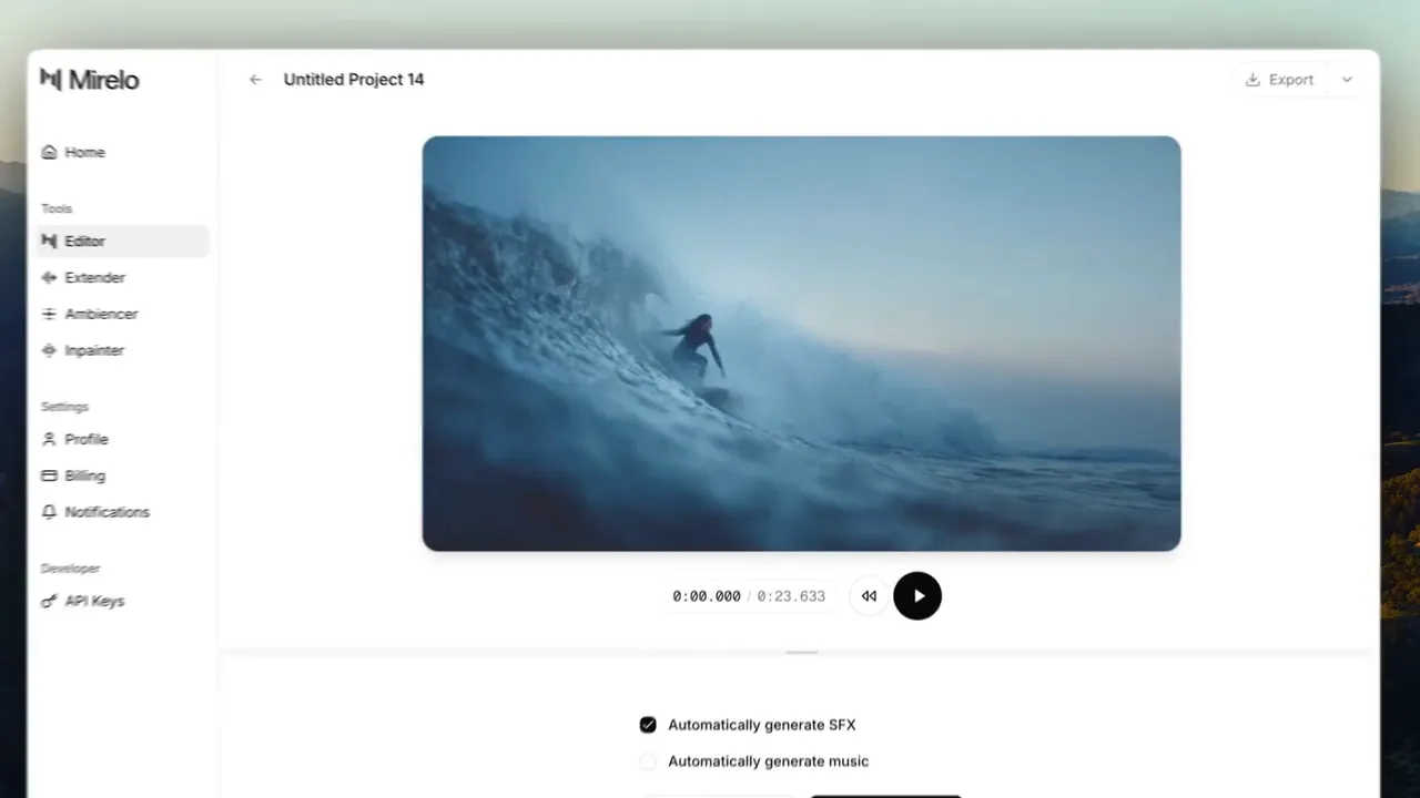 Mirelo SFX demo: generating synced sound effects from video